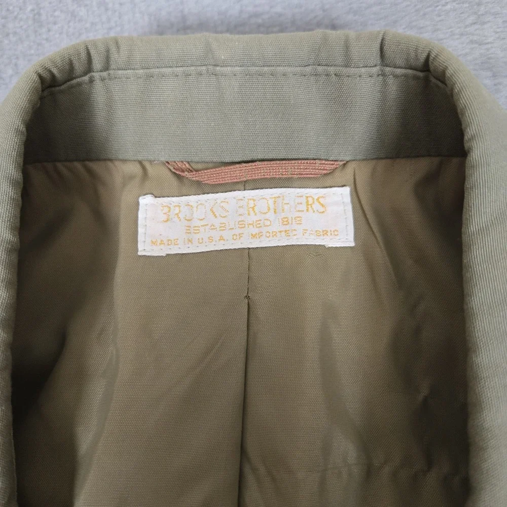 Vintage Brooks Brothers Suit Mens 44R 38x28 Green 100% Cotton 3-Button USA Made